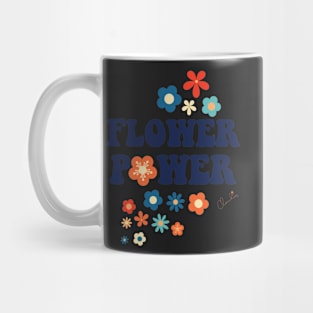 Classic 1970s Colors Flower Power Seamless Pattern Print Mug